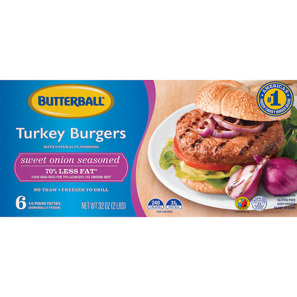 Sweet Onion Seasoned Frozen Turkey Burgers Butterball